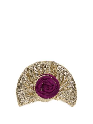 Matchesfashion.com Julia Clancey - Edith Glitz Sequinned Silk Blend Turban - Womens - Purple