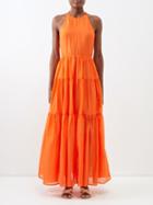 Bird & Knoll - Emmeline Racerback Cotton-blend Maxi Dress - Womens - Orange