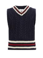 Matchesfashion.com Thom Browne - Cable-knit Wool-blend Vest - Mens - Navy