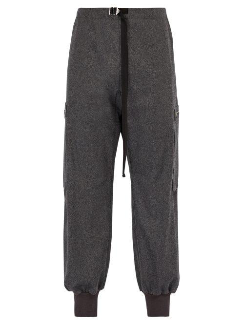 Matchesfashion.com Stella Mccartney - Buckled Wool Felt Track Pants - Mens - Charcoal