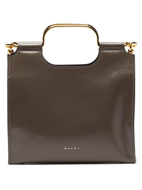 Matchesfashion.com Marni - Borsa Crinkled Leather Bag - Womens - Dark Grey