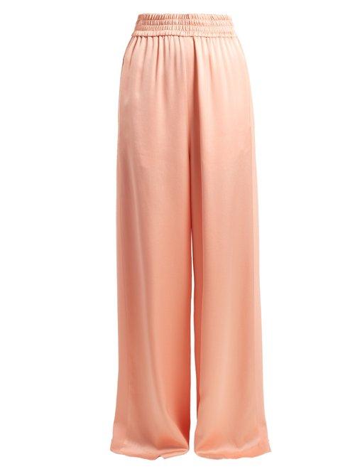 Matchesfashion.com Golden Goose Deluxe Brand - Sophie Wide Leg Satin Track Pants - Womens - Pink