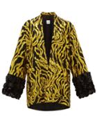 Matchesfashion.com Halpern - Vine Sequinned Appliqu Cuff Jacket - Womens - Gold Multi
