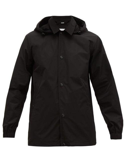 Matchesfashion.com Burberry - Rubberised Logo Plaque Hooded Windbreaker Jacket - Mens - Black