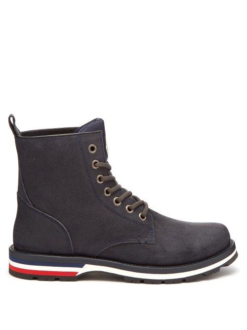 Matchesfashion.com Moncler - New Vancouver Suede Boots - Mens - Navy Multi
