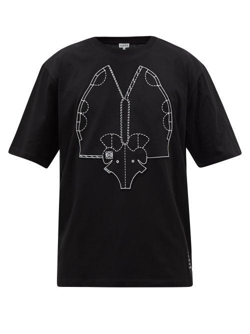 Loewe - Elephant-embroidered Cotton-jersey T-shirt - Mens - Black