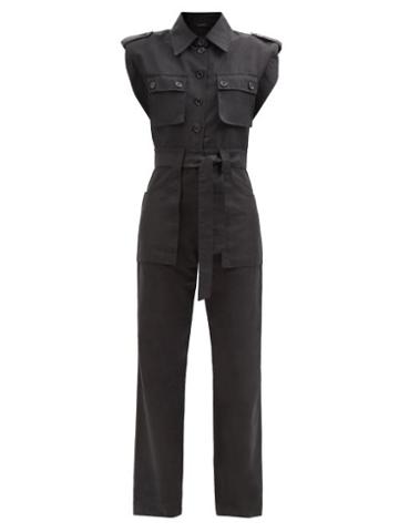 Made In Tomboy - Shaina Belted Cotton-blend Jumpsuit - Womens - Black
