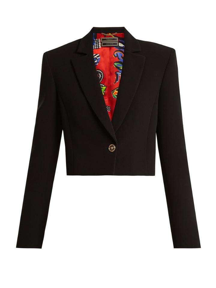 Versace Notch-lapel Silk Cropped Blazer