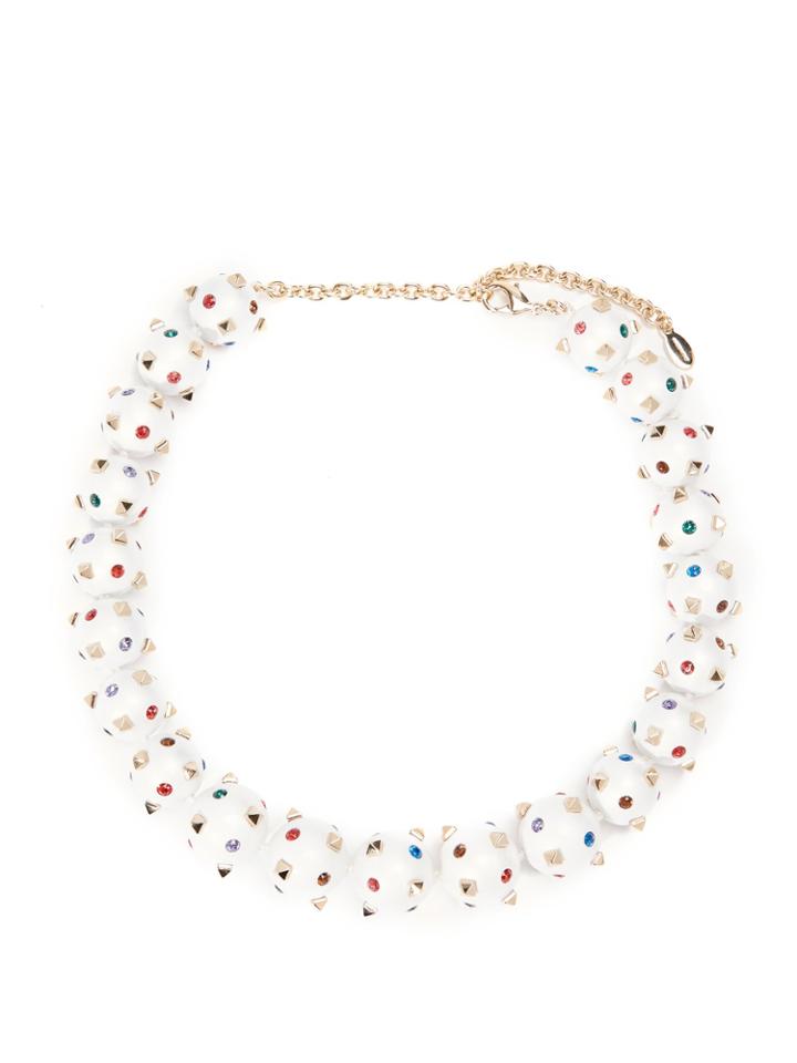 Valentino Rockstud And Crystal-embellished Sphere Necklace