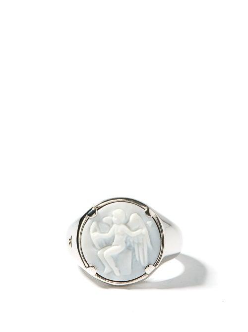 Matchesfashion.com Tom Wood - Eros Cameo Rhodium-plated Sterling-silver Ring - Mens - Silver