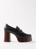 Gucci - Horsebit 95 Leather Platform Loafers - Womens - Black