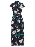 Matchesfashion.com Erdem - Finn Leighton Tulip Print Beaded Crystal Dress - Womens - Navy Multi