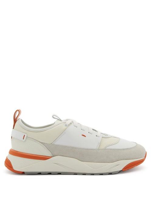 Matchesfashion.com Santoni - Panelled Leather And Suede Trainers - Mens - White Multi