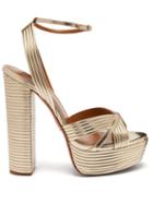Matchesfashion.com Aquazzura - Sundance 130 Leather Platform Sandals - Womens - Light Gold