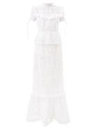 Erdem - Alda Cotton-blend Broderie Anglaise Gown - Womens - White