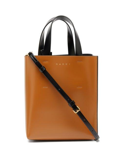 Marni - Museo Mini Bi-colour Leather Tote Bag - Womens - Tan Multi