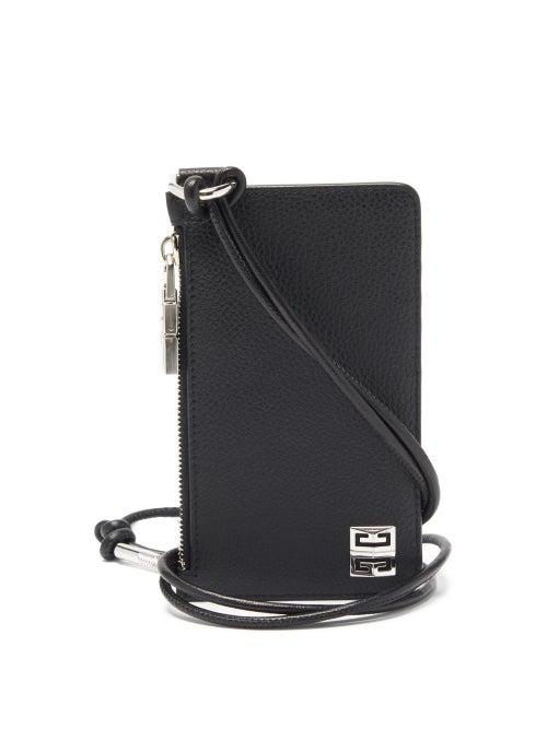 Mens Accessories Givenchy - Logo-plaque Leather Lanyard Cardholder - Mens - Black