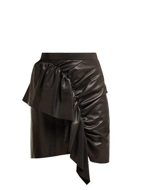 Matchesfashion.com Isabel Marant - Nela Ruffled Leather Mini Skirt - Womens - Black