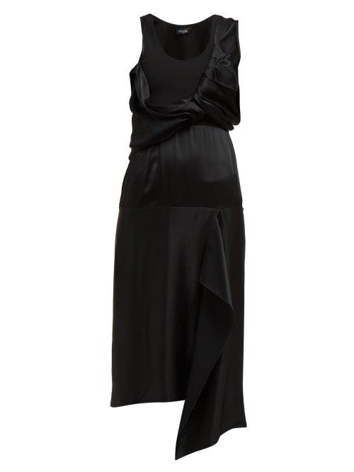 Matchesfashion.com Atlein - Draped-bodice Satin Dress - Womens - Black