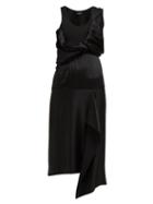 Matchesfashion.com Atlein - Draped-bodice Satin Dress - Womens - Black
