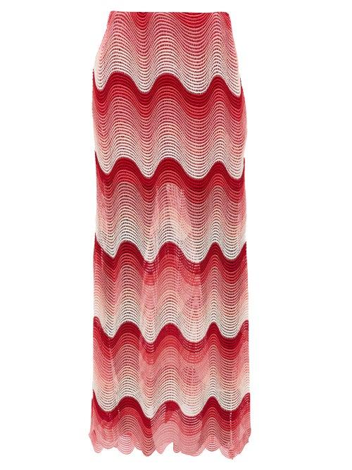 Matchesfashion.com Mary Katrantzou - More Smiles Wave-crochet Maxi Skirt - Womens - Pink