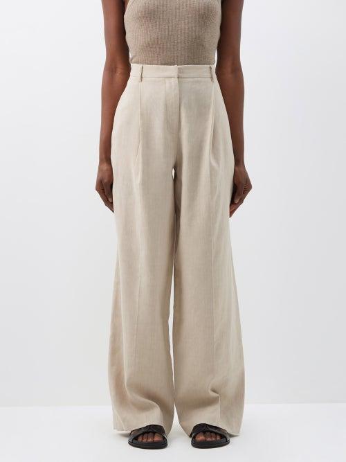 Matteau - High-waisted Line-blend Wide-leg Trousers - Womens - Natural
