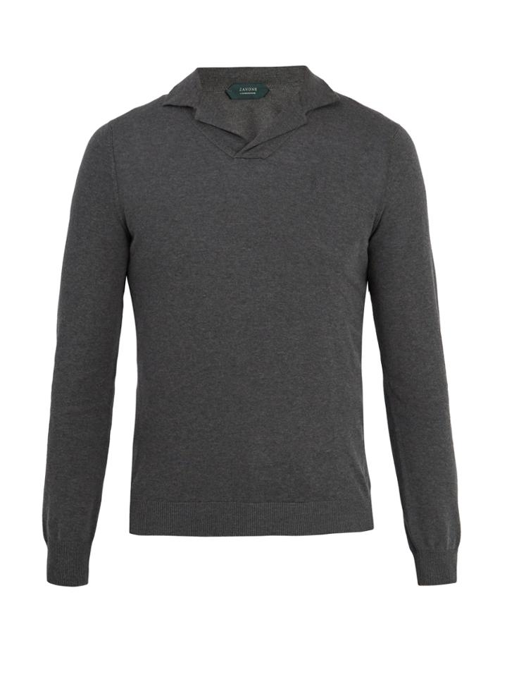 Zanone Long-sleeved Cotton-piqu Polo Shirt
