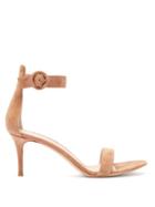 Ladies Shoes Gianvito Rossi - Portofino 70 Suede Sandals - Womens - Nude