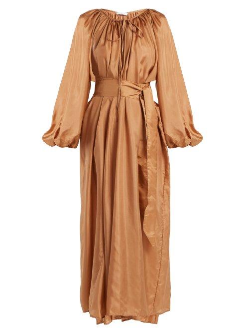 Matchesfashion.com Kalita - Andromeda Silk Maxi Dress - Womens - Amber