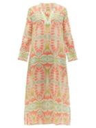 Matchesfashion.com Le Sirenuse, Positano - Giada Fish Tail Print Cotton Kaftan - Womens - Pink Multi