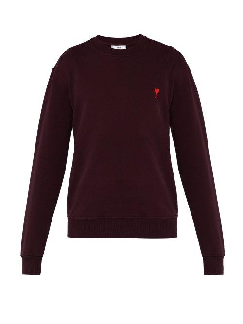Matchesfashion.com Ami - Heart Logo Cotton Sweatshirt - Mens - Dark Purple