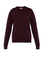 Matchesfashion.com Ami - Heart Logo Cotton Sweatshirt - Mens - Dark Purple