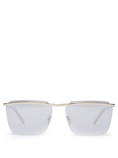 Matchesfashion.com Saint Laurent - D Frame Metal Sunglasses - Mens - Silver