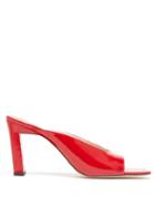 Matchesfashion.com Wandler - Isa Square Open Toe Patent Leather Mules - Womens - Red