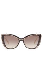 Matchesfashion.com Alexander Mcqueen - Contoured-frame Cat-eye Acetate Sunglasses - Womens - Black Grey
