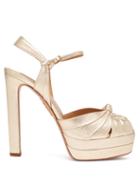 Matchesfashion.com Aquazzura - Evita 130 Metallic Platform Sandals - Womens - Light Gold