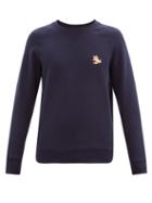 Matchesfashion.com Maison Kitsun - Chillax Fox-patch Cotton-jersey Sweatshirt - Mens - Navy