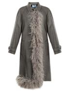 Prada Feather-trimmed Point-collar Wool-blend Coat
