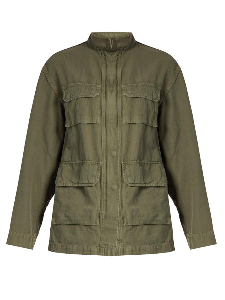 Nili Lotan Lori Cotton And Linen-blend Twill Jacket