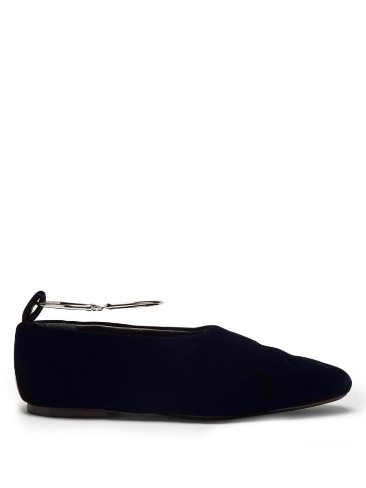 Jil Sander Bracelet-strap Velvet Ballet Flats