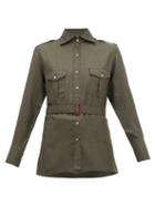 Matchesfashion.com Giuliva Heritage Collection - The Aurora Silk Blend Twill Shirt - Womens - Dark Green