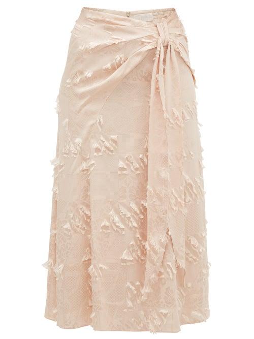 Matchesfashion.com Peter Pilotto - Fil Coup Satin Jacquard Midi Skirt - Womens - Cream