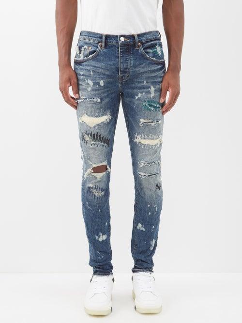 Purple Brand - Extreme Worn Distressed Skinny Jeans - Mens - Indigo