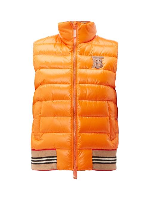 Matchesfashion.com Burberry - Tb Logo Quilted Technical Shell Gilet - Womens - Orange