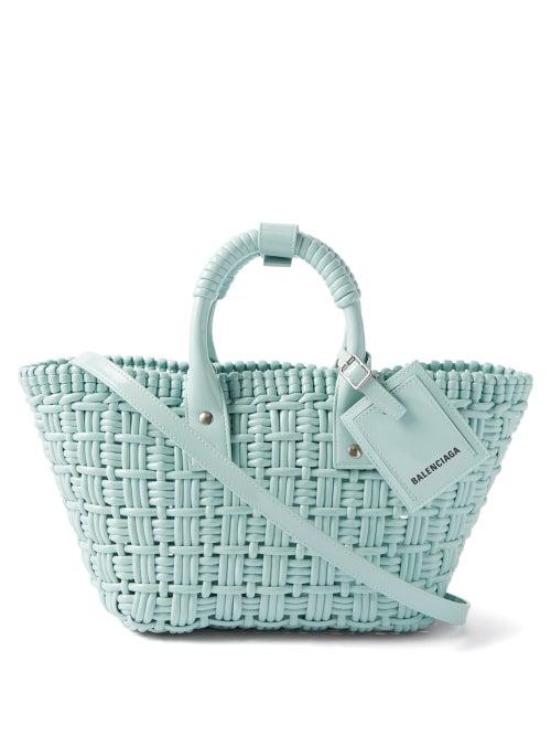 Balenciaga - Bistro Xs Woven Faux-leather Basket Bag - Womens - Light Green