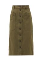 Matchesfashion.com Sea - Corbin Buttoned Cotton-blend Skirt - Womens - Khaki