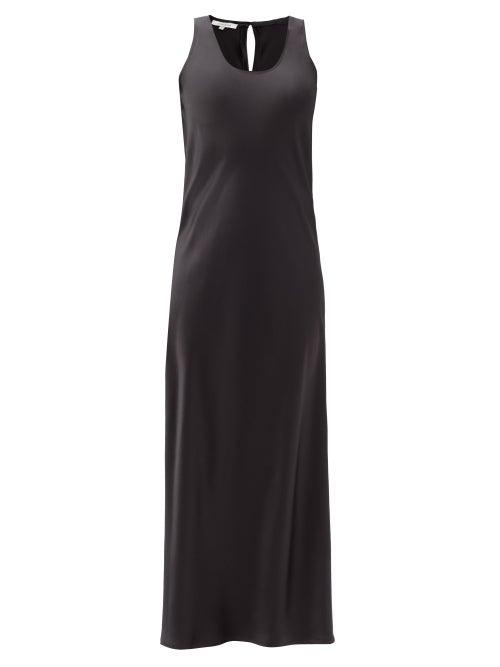 Matchesfashion.com La Collection - Kate Raw-edged Silk-satin Dress - Womens - Black