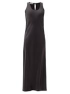 Matchesfashion.com La Collection - Kate Raw-edged Silk-satin Dress - Womens - Black
