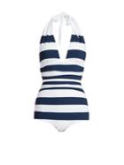 Dolce & Gabbana Stripe-print Halterneck Swimsuit