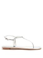 Matchesfashion.com Prada - Ankle Strap Leather Sandals - Womens - Silver